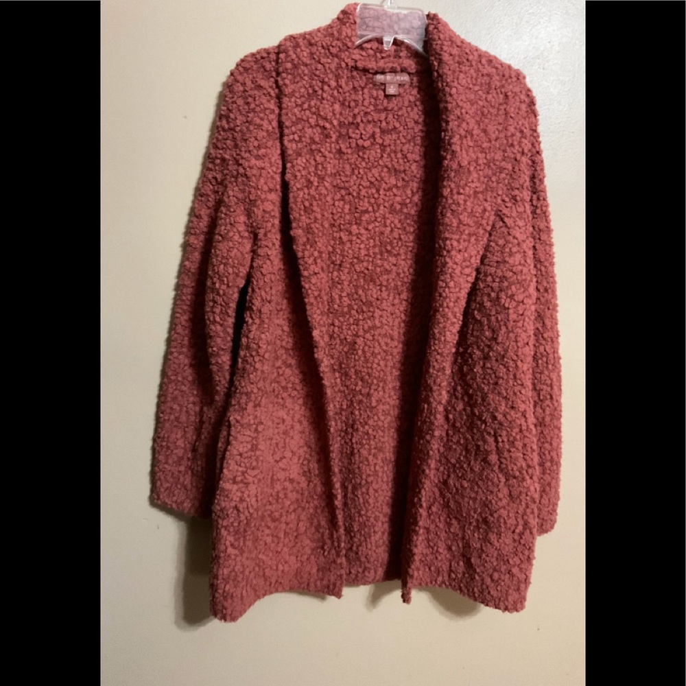 BAREFOOT DREAMS COLLAR OPEN FRONT HEAVY CARDIGAN JACKET 2 Lg pockets SM Rosewood